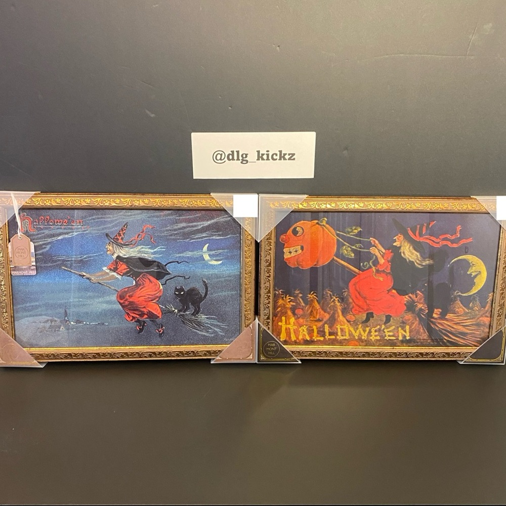 Set of 2 Marmont Hill Framed Halloween Vintage Style Witch Wall Hanging Pictures